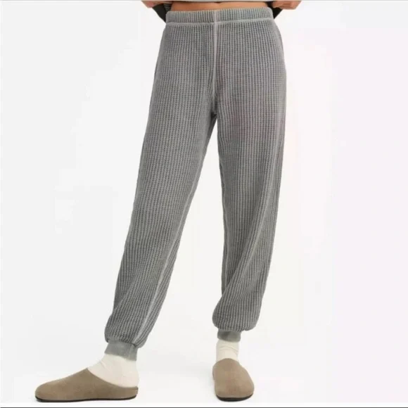 NWOT MATE the Label Waffle Knit Joggers in Bark - Picture 1 of 6